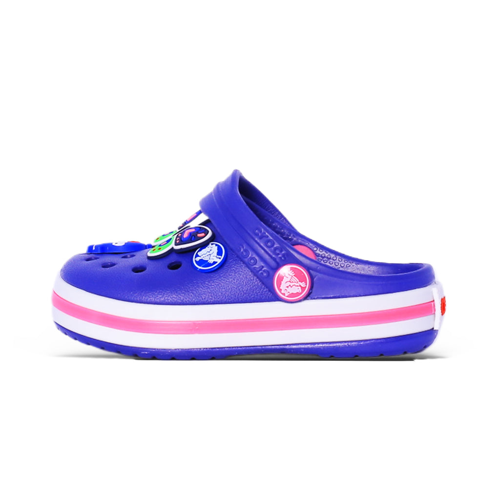 Kids Clog Sandals with Butterfly Charms – Blue & Pink