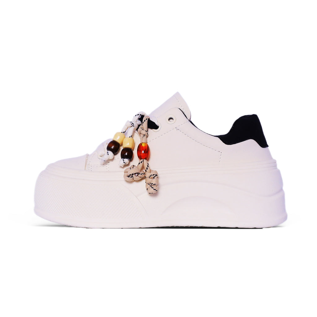 Canhel Platform Sneaker – Off-White with Beaded Laces
