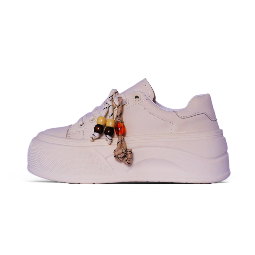 Canhel Platform Sneaker – Off-White Beaded Lace
