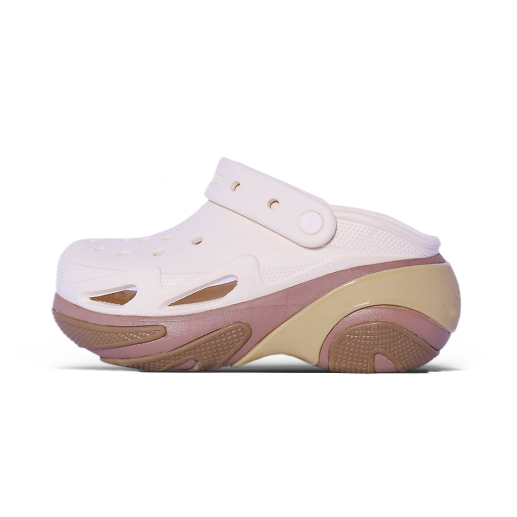 Chunky Comfort Clogs – Beige & Brown
