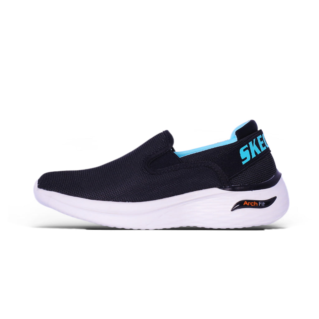 Skechers Arch Fit Slip-On – Black with Aqua Accents