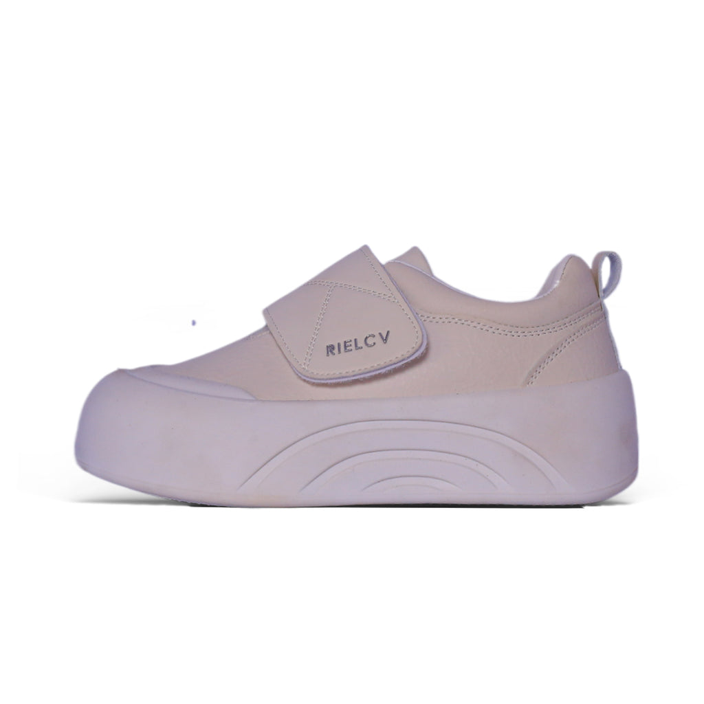 Minimal Velcro Platform Sneaker – Soft Beige