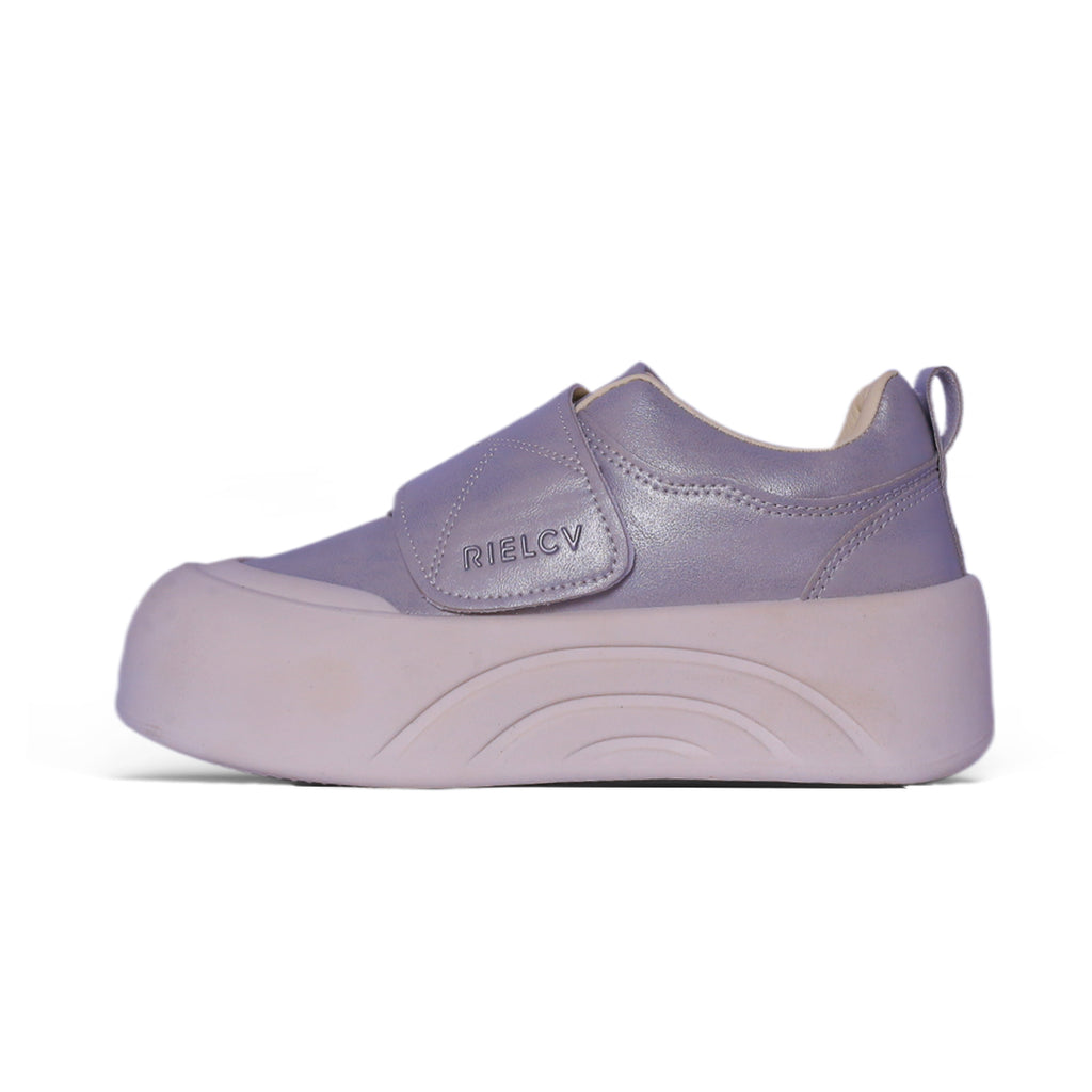 Minimal Velcro Platform Sneaker – Metallic Lavender