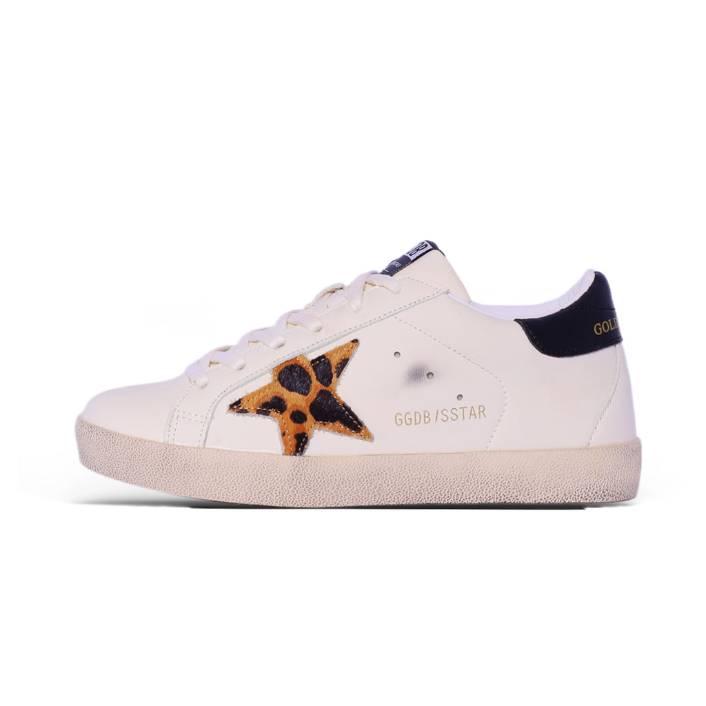 Leopard Star Low-Top Sneaker – White & Black