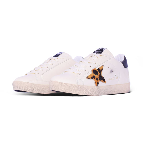 Leopard Star Low-Top Sneaker – White & Black
