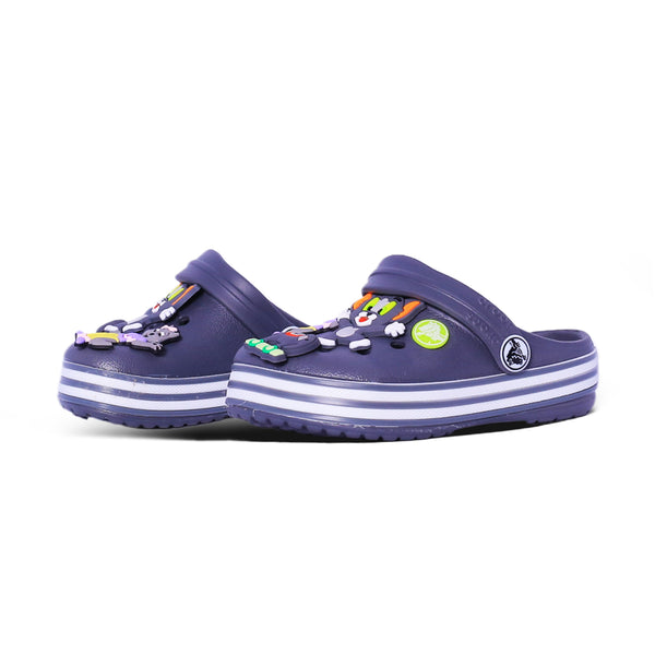 Kids Clog Sandals with Cartoon Charms – Navy