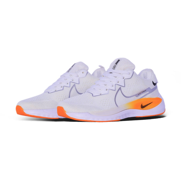 Mesh Comfort Runner – White & Orange Gradient
