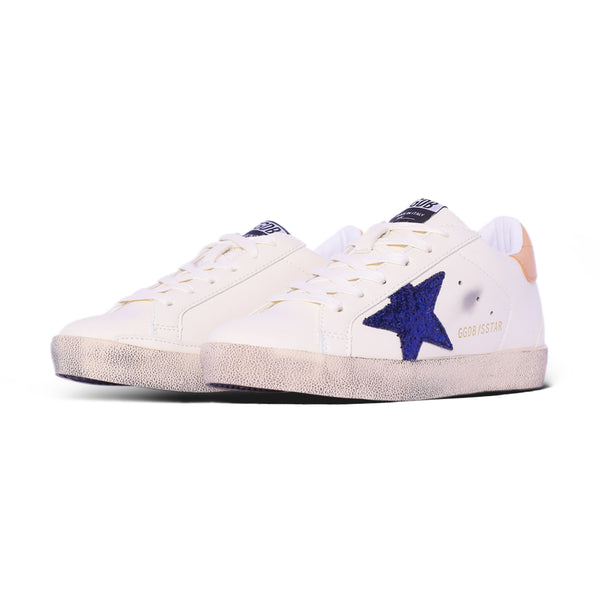 Glitter Star Low-Top Sneaker – White & Blue