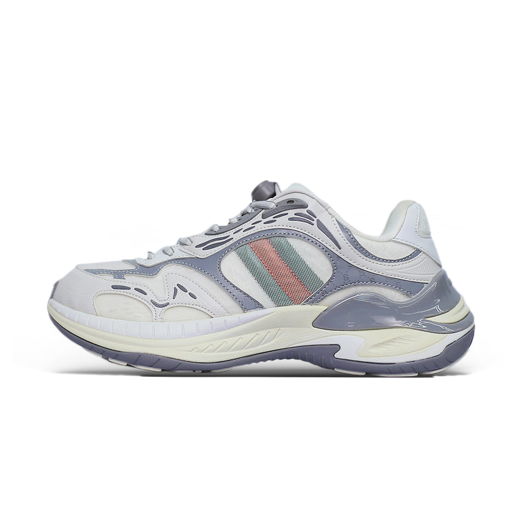 Gucci White & Grey Retro Sneakers – Luxury Classic Running Style
