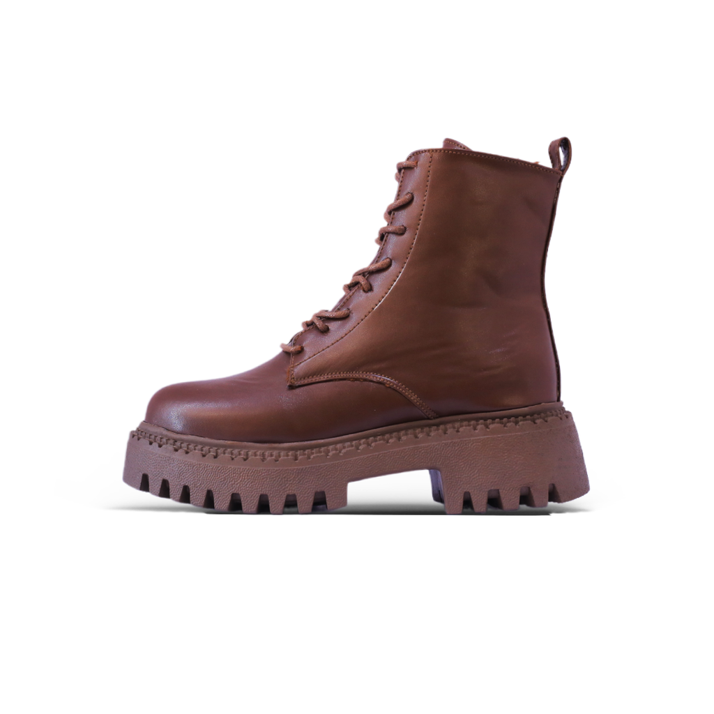 Chunky Lace-Up Combat Boot – Cocoa Brown