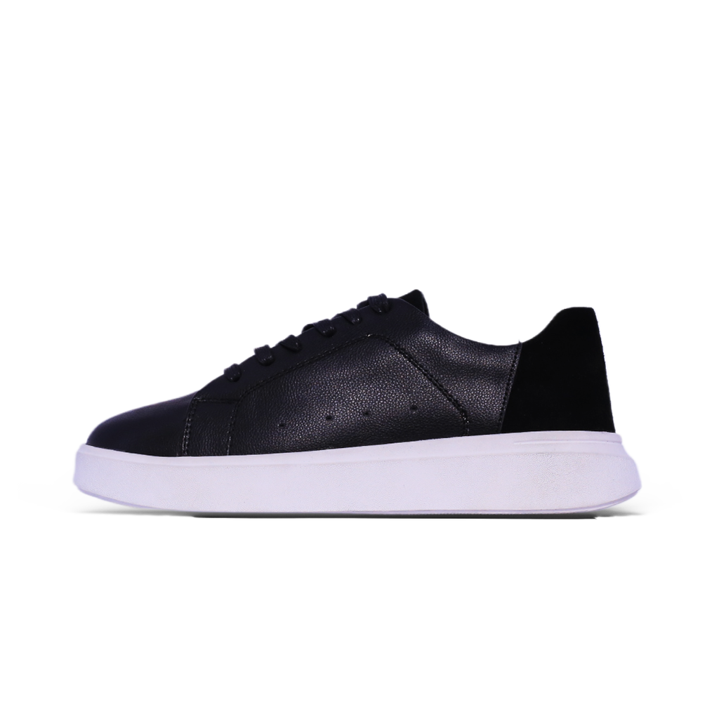 Minimal Leather Sneaker – Black & White Platform