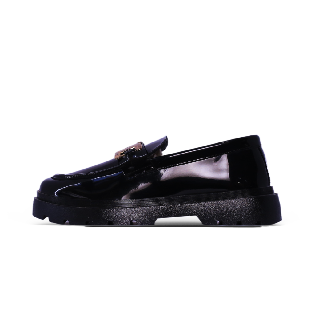 Chunky Chain Loafer – Black Patent