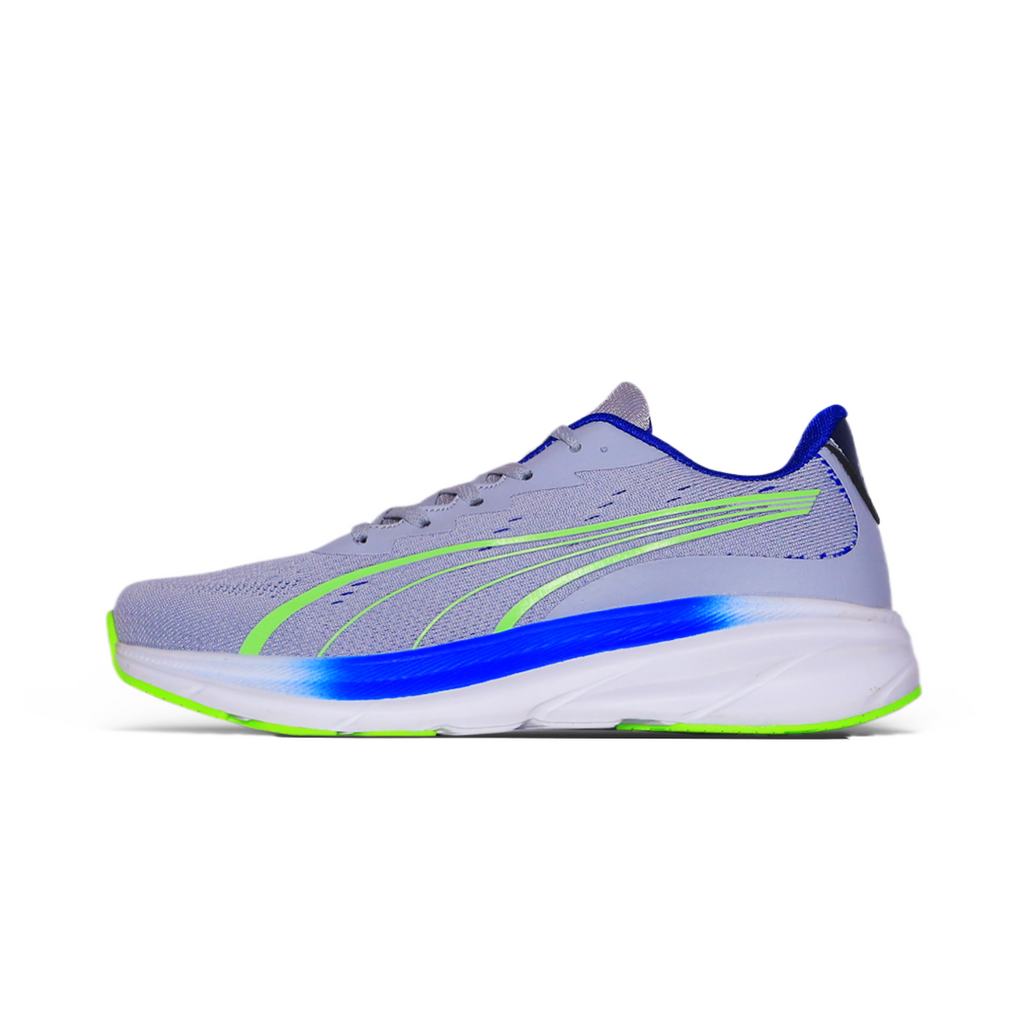 Puma Nitro Running Sneaker – Light Grey with Neon Green Accents