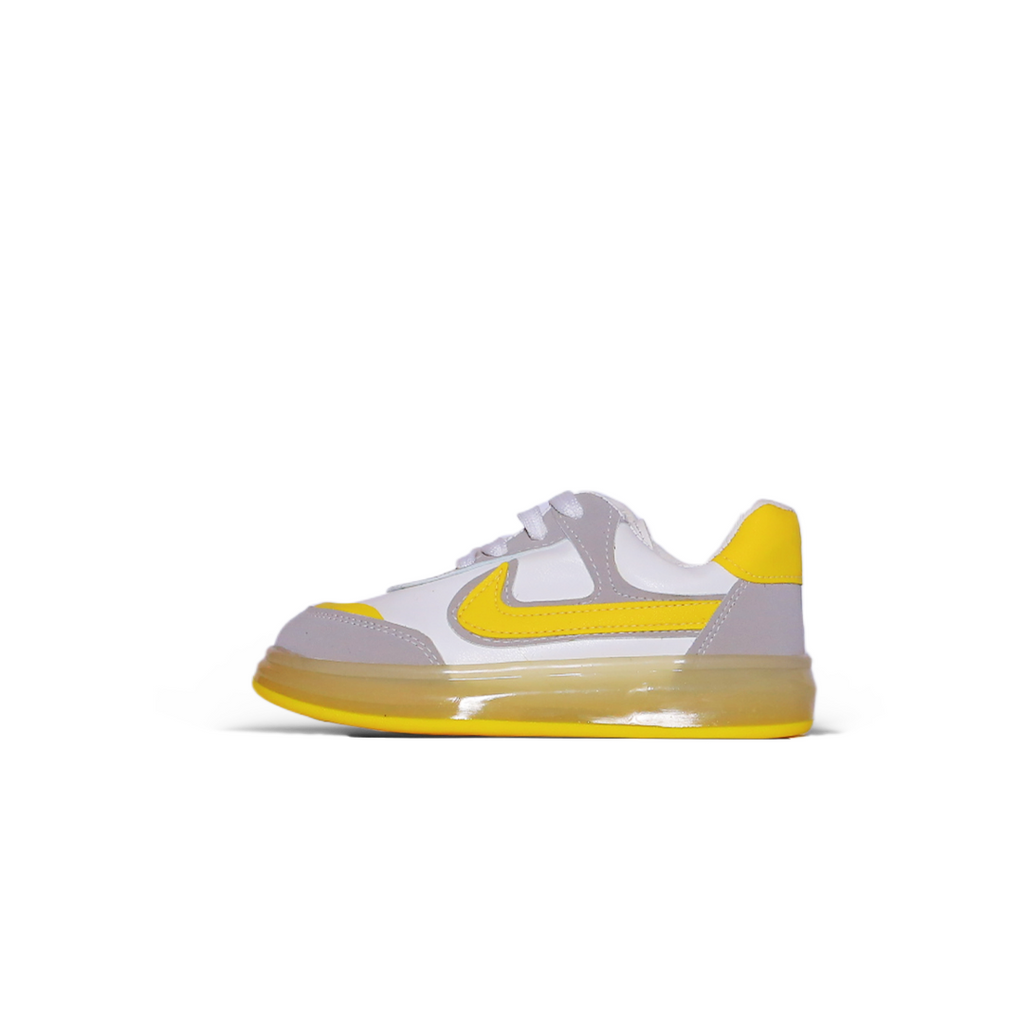 Nike Kids Low-Top Sneaker – White, Grey & Yellow