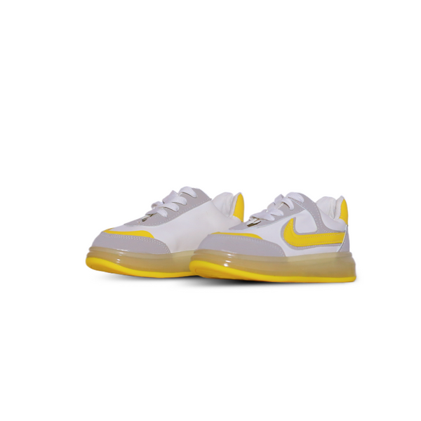 Nike Kids Low-Top Sneaker – White, Grey & Yellow