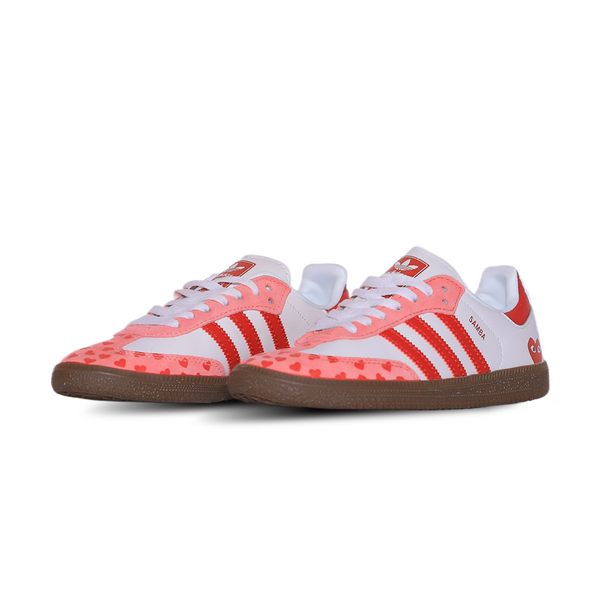 Adidas Samba Retro Court Sneaker – White & Red Heart Details