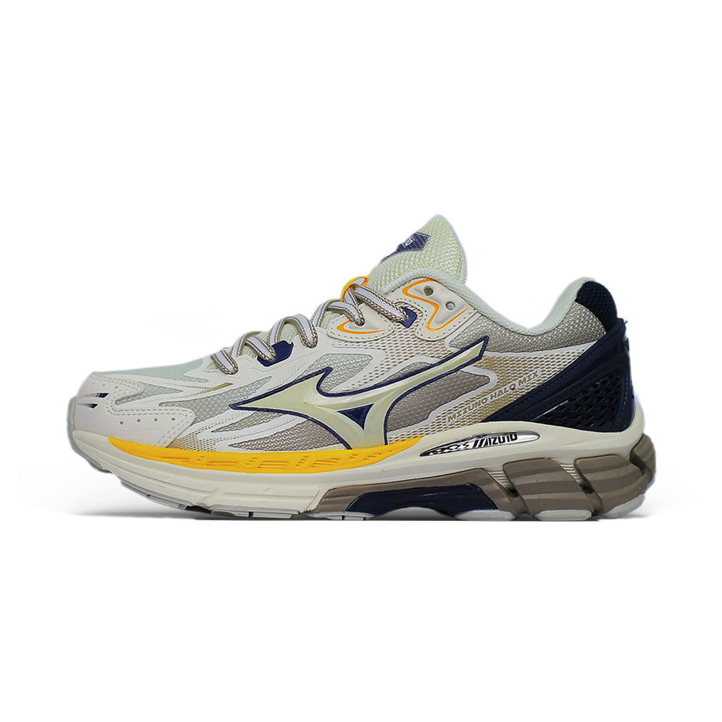 Mizuno Wave White & Yellow Running Shoes – Breathable Comfort with Shock Absorption