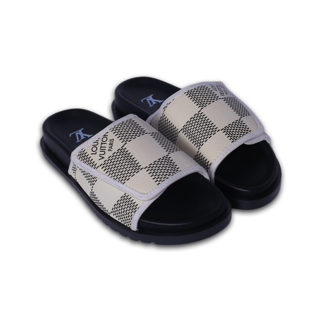 Louis Vuitton Beige Check Slides