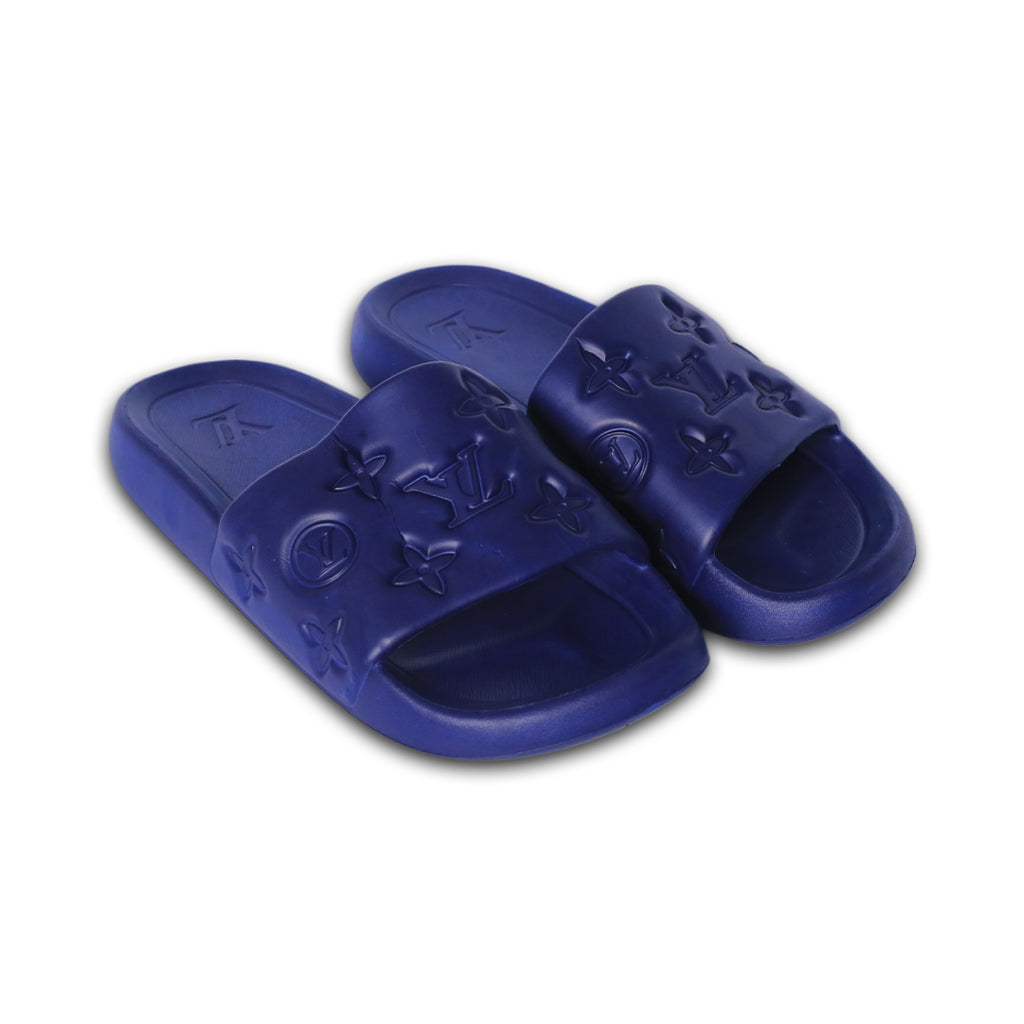 Louis Embossed Blue Slides