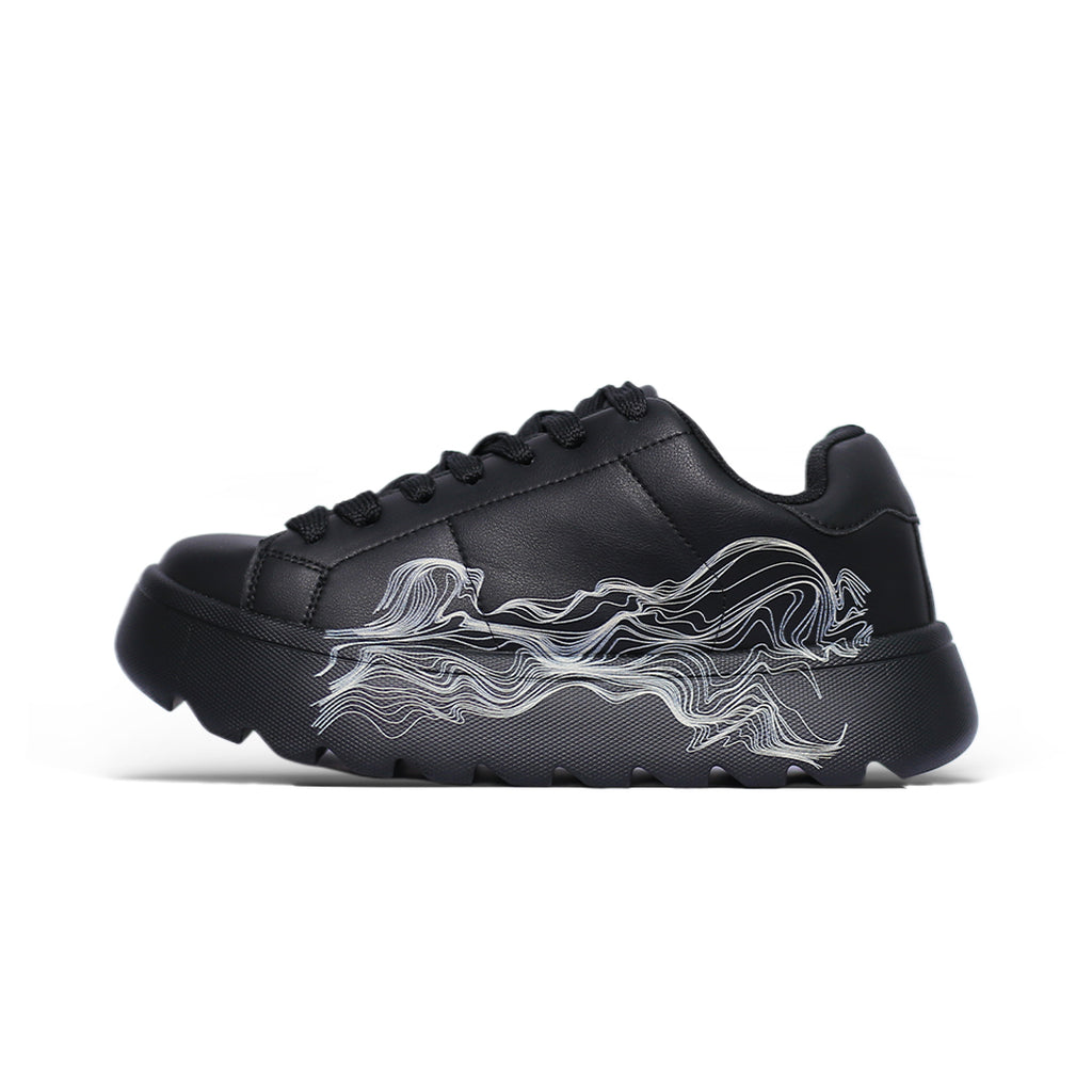 Zara Black Wave Platform Sneakers – Artistic Side Design with Chunky Sole